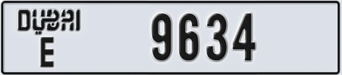 UAE License Plate Dubai E 9634