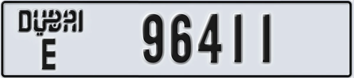 UAE License Plate Dubai E 96411