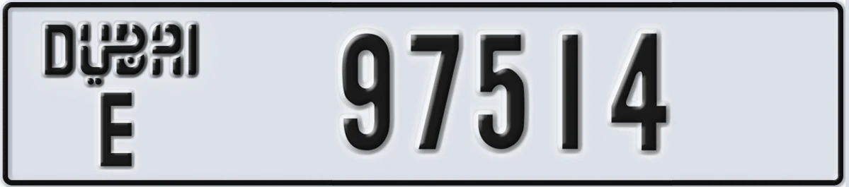 UAE License Plate Dubai E 97514