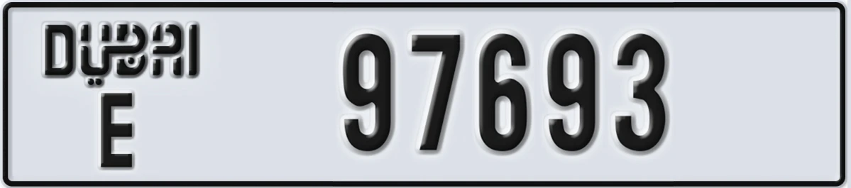UAE License Plate Dubai E 97693