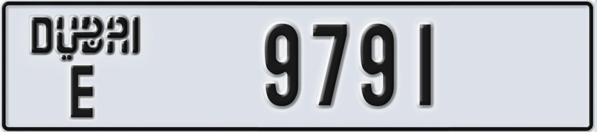 UAE License Plate Dubai E 9791