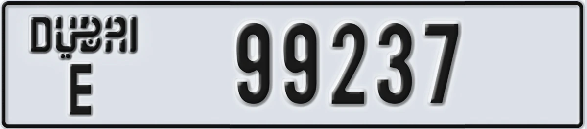 UAE License Plate Dubai E 99237