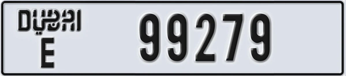 UAE License Plate Dubai E 99279