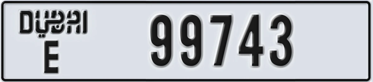 UAE License Plate Dubai E 99743