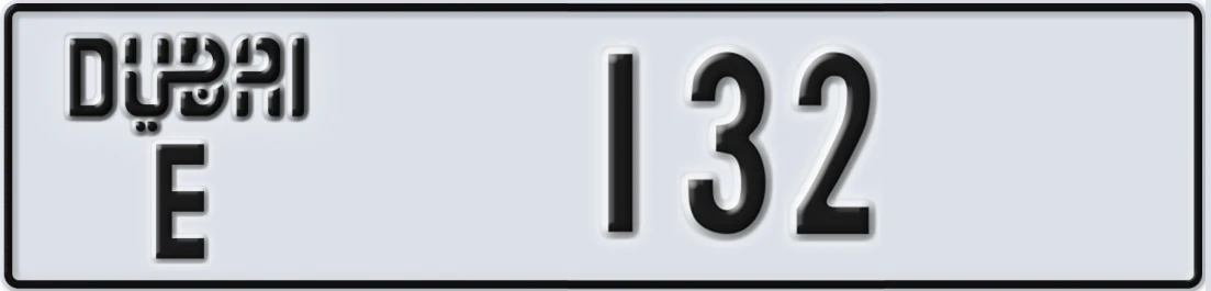 UAE License Plate Dubai E X132