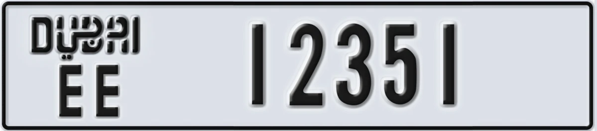 UAE License Plate Dubai EE 12351