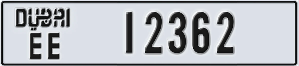 UAE License Plate Dubai EE 12362