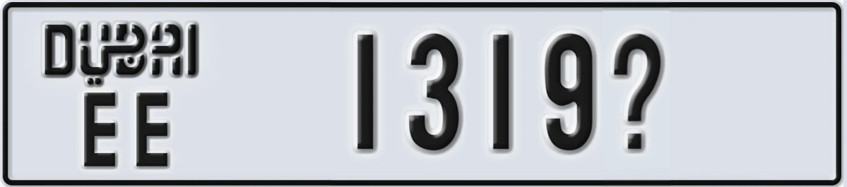 UAE License Plate Dubai EE 1319X