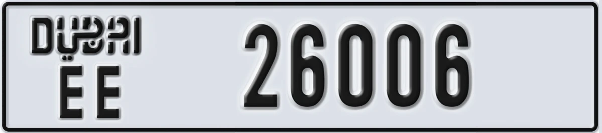UAE License Plate Dubai EE 26006