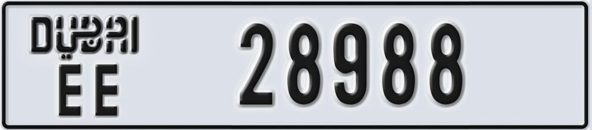 UAE License Plate Dubai EE 28988