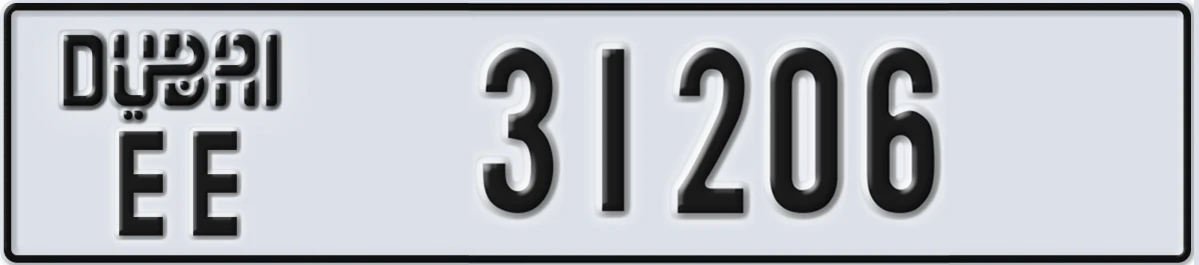 UAE License Plate Dubai EE 31206
