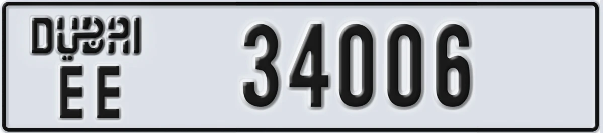 UAE License Plate Dubai EE 34006