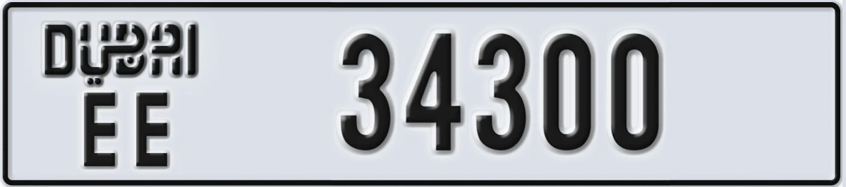 UAE License Plate Dubai EE 34300