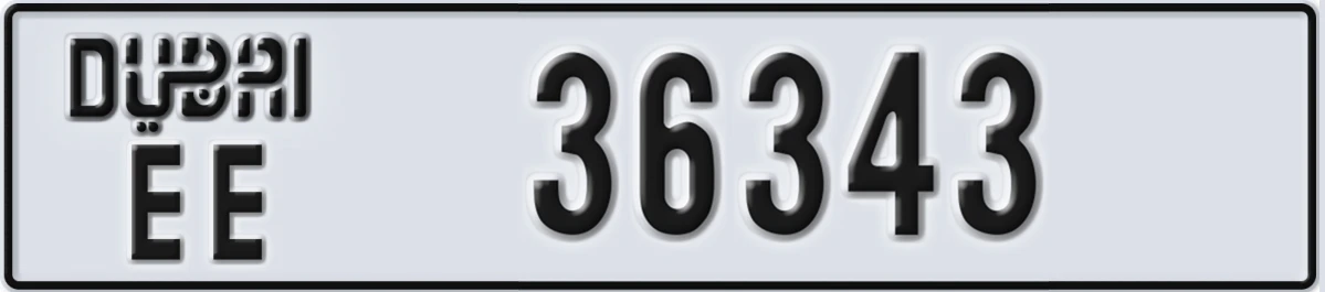 UAE License Plate Dubai EE 36343