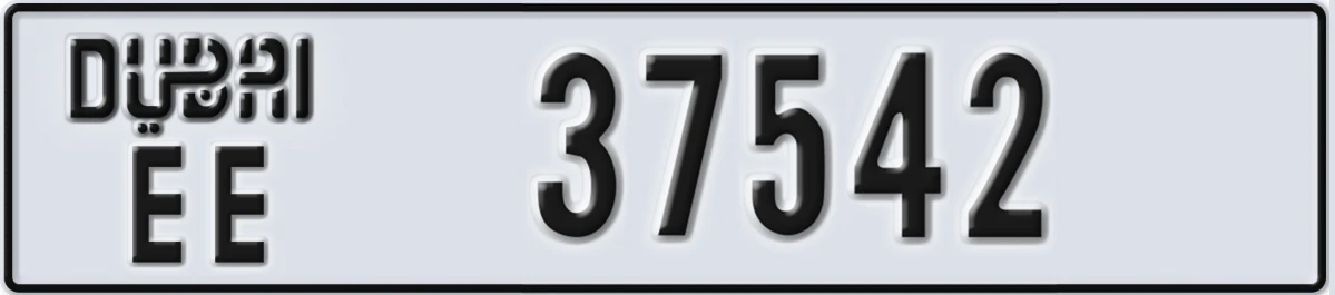 UAE License Plate Dubai EE 37542