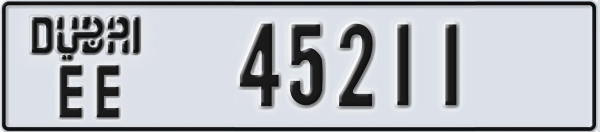 UAE License Plate Dubai EE 45211