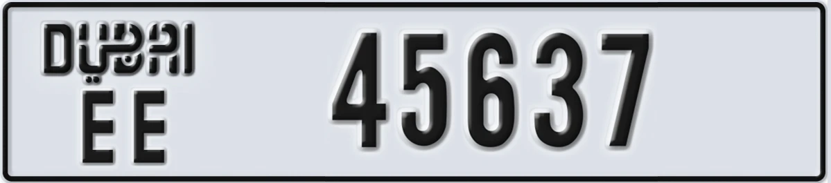UAE License Plate Dubai EE 45637