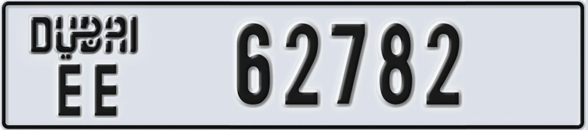 UAE License Plate Dubai EE 62782