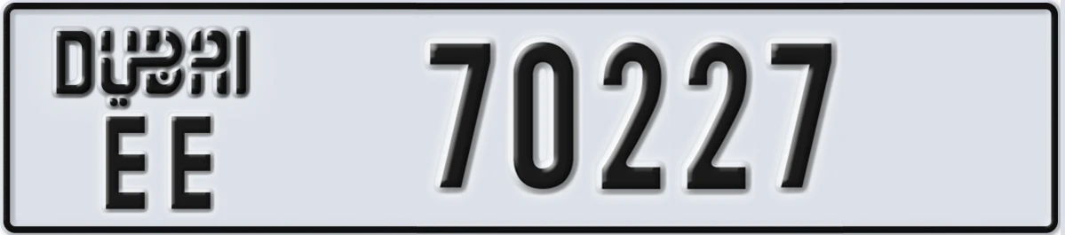 UAE License Plate Dubai EE 70227