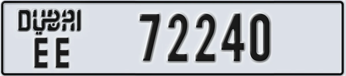 UAE License Plate Dubai EE 72240
