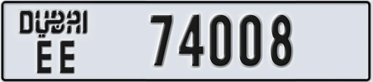 UAE License Plate Dubai EE 74008