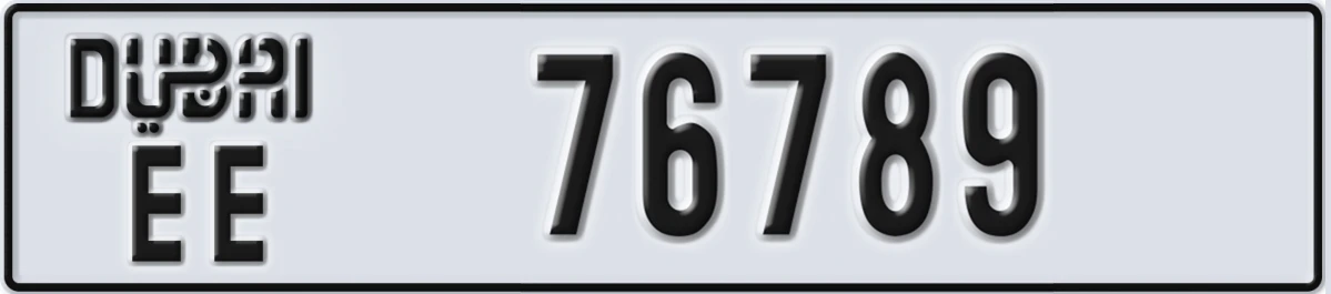 UAE License Plate Dubai EE 76789