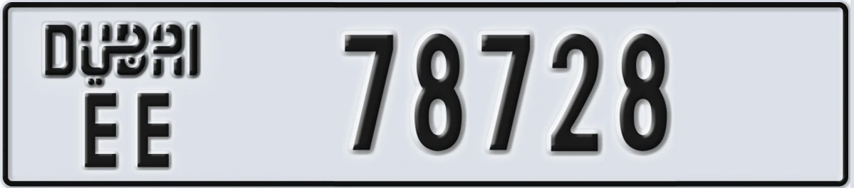 UAE License Plate Dubai EE 78728