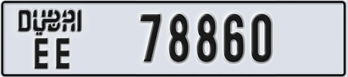 UAE License Plate Dubai EE 78860