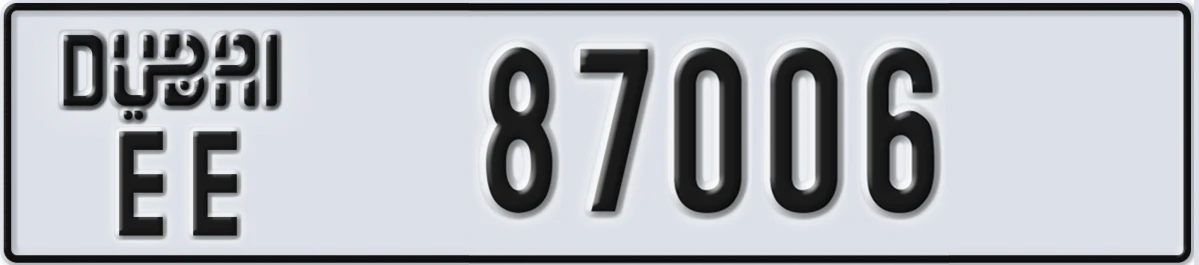 UAE License Plate Dubai EE 87006