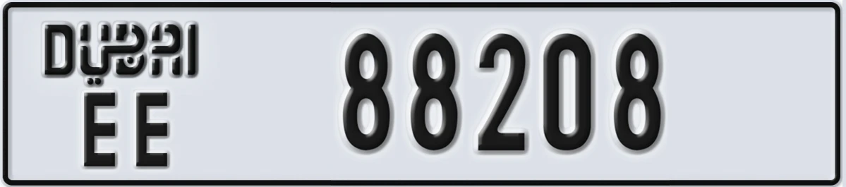 UAE License Plate Dubai EE 88208