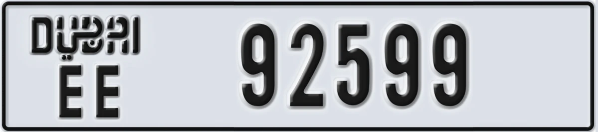 UAE License Plate Dubai EE 92599