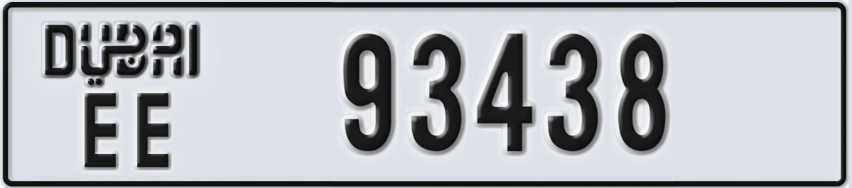 UAE License Plate Dubai EE 93438