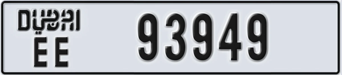 UAE License Plate Dubai EE 93949
