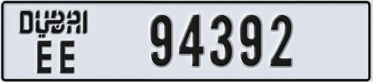 UAE License Plate Dubai EE 94392