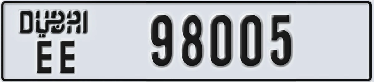 UAE License Plate Dubai EE 98005
