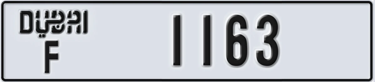 UAE License Plate Dubai F 1163