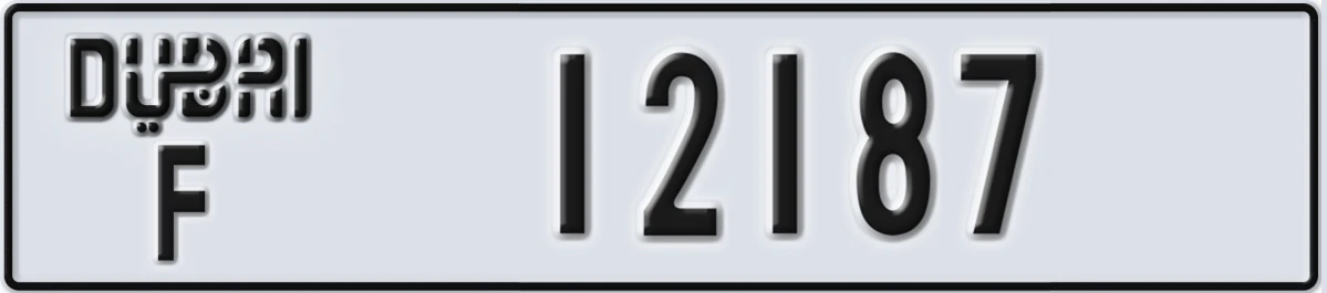 UAE License Plate Dubai F 12187