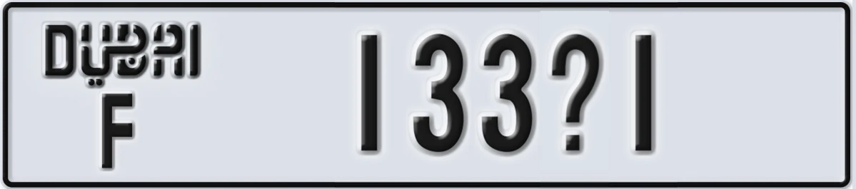UAE License Plate Dubai F 133X1