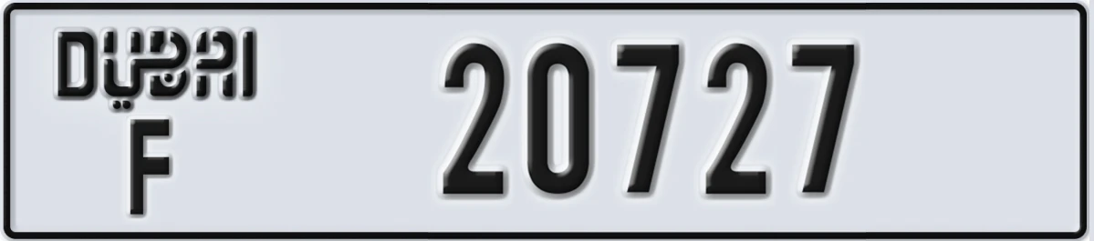 UAE License Plate Dubai F 20727