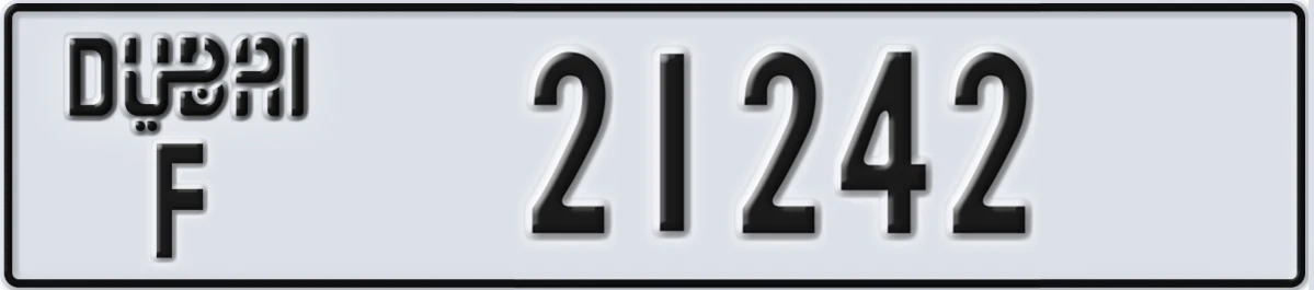 UAE License Plate Dubai F 21242