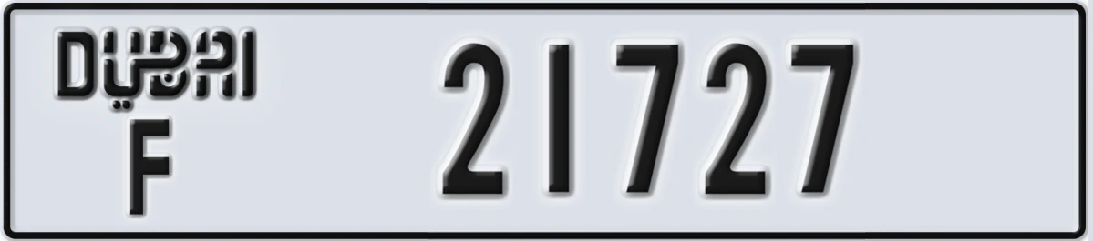 UAE License Plate Dubai F 21727