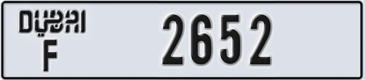 UAE License Plate Dubai F 2652