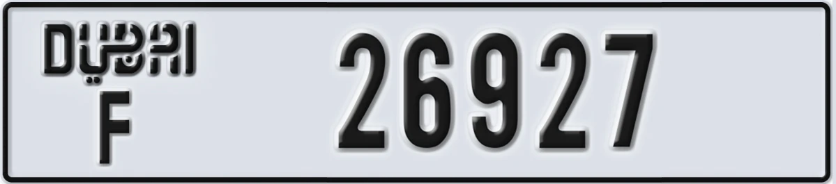 UAE License Plate Dubai F 26927