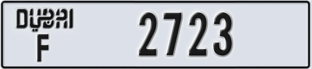 UAE License Plate Dubai F 2723