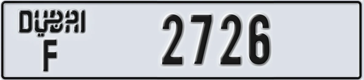UAE License Plate Dubai F 2726
