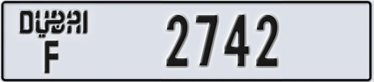 UAE License Plate Dubai F 2742