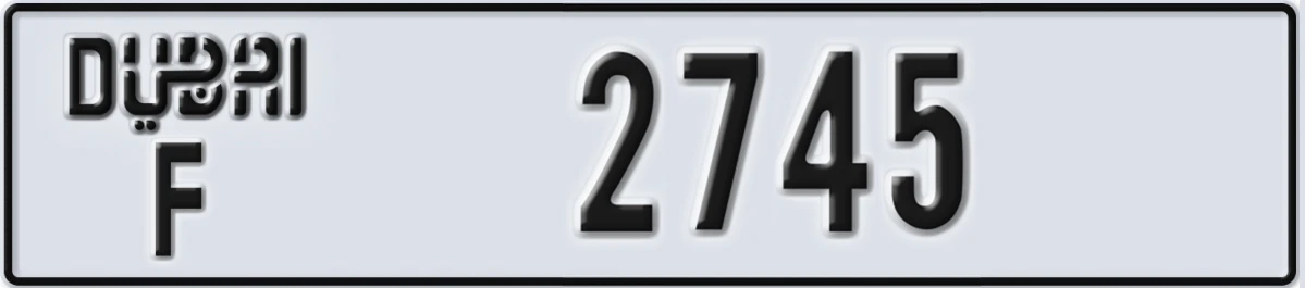 UAE License Plate Dubai F 2745