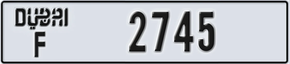 UAE License Plate Dubai F 2745