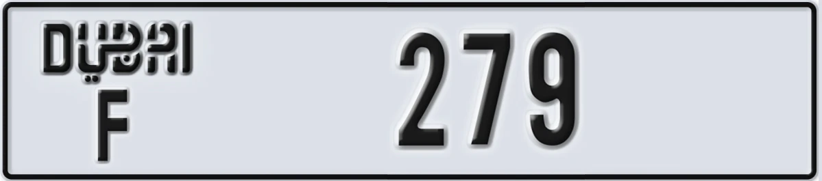 UAE License Plate Dubai F 279