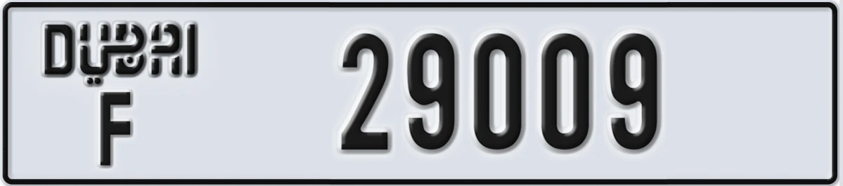 UAE License Plate Dubai F 29009